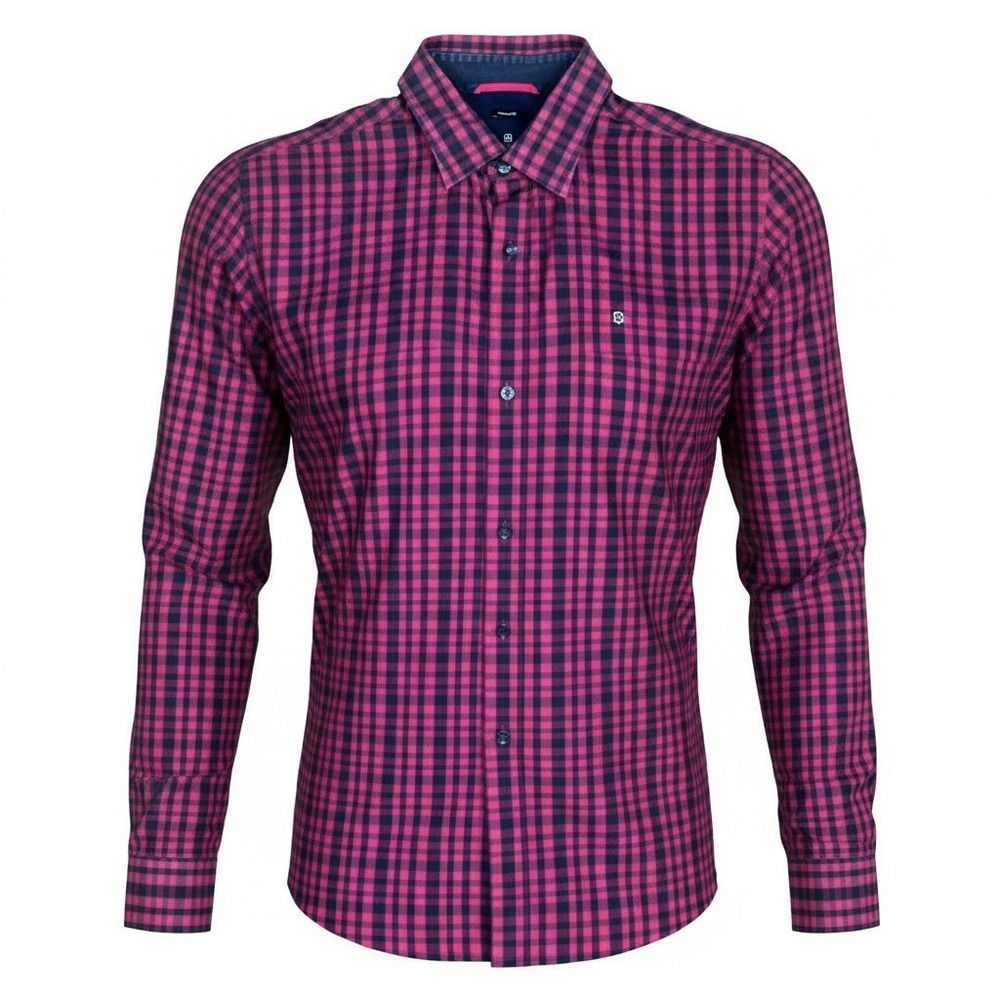 Victorinox Mens Tailored Fit Gingham Button Down Shirt‎ Red Navy Blue Large L